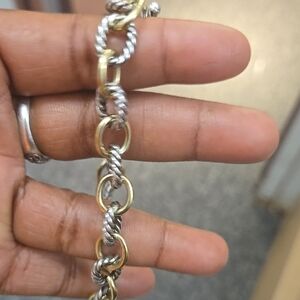 Elegant Two-Tone Chain Bracelet.. David Yearman Bracelet 18kG + Sterling Silve